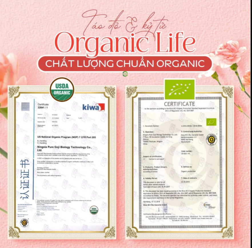 Kỉ tử hữu cơ Organic Life 180g