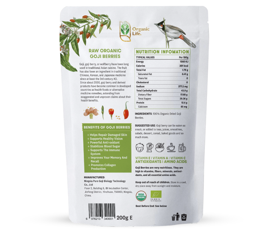 Kỷ tử đỏ hữu cơ Organic Life 200g