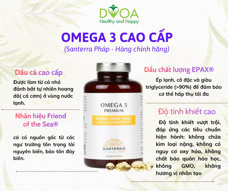 Viên dầu cá Omega 3 Premium Santerra Pháp