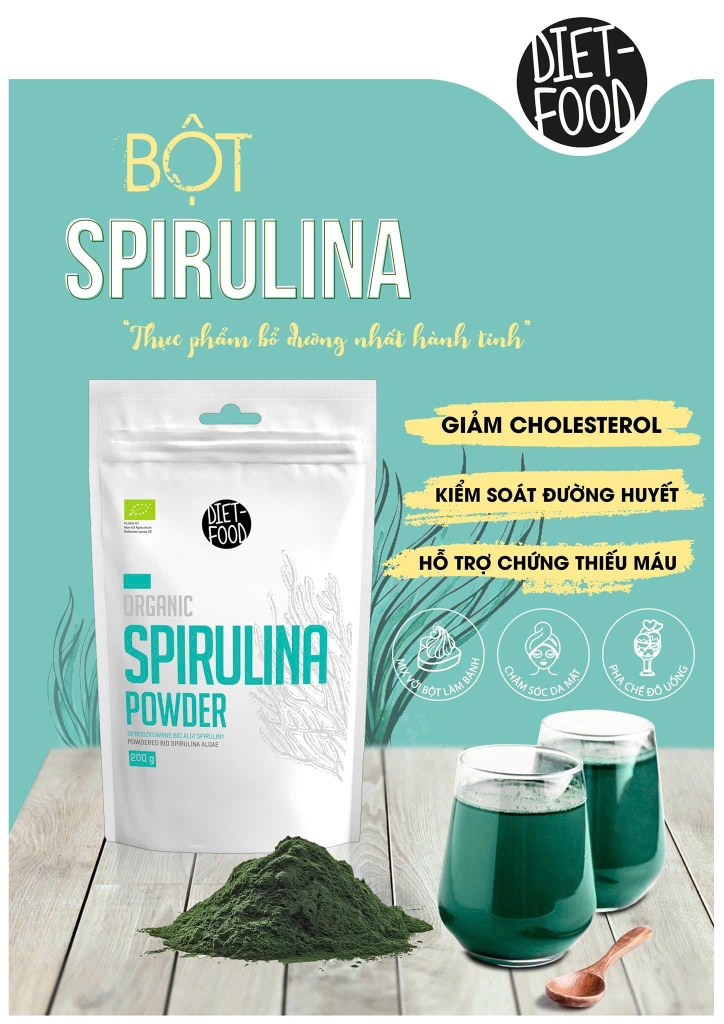 Bột tảo xoắn Spirulina hữu cơ Diet Food 200g