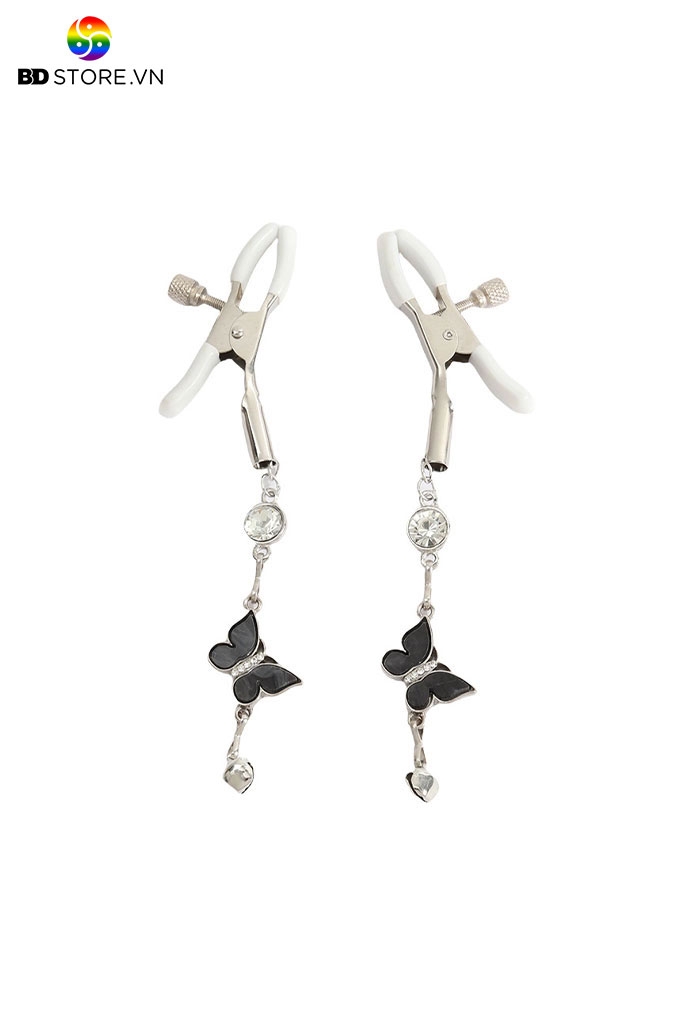 BDT732 - Kẹp ti kim loại hình bướm và hạt pha lê có nấc chỉnh dài 12cm