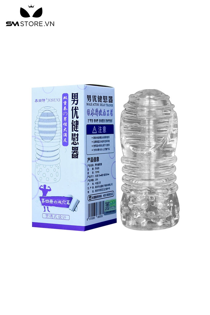 SMT843 - Cốc thủ dâm silicon trong suốt dài 14cm mềm uốn dẻo