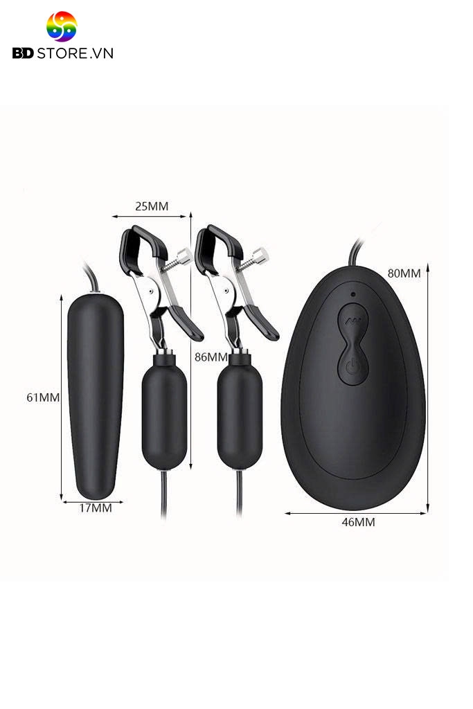 BDT2911 - Trứng rung hai đầu silicon mix kẹp ti và bộ điều khiển cầm tay