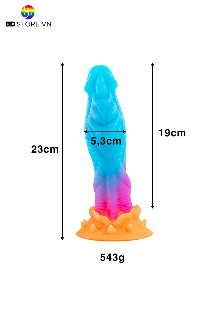 BDT139 - Cu giả silicon mềm dạ quang có đế dính tường dài 23cm