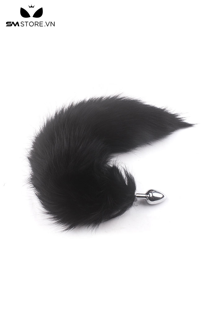 SMT287 - butt plug đuôi cáo màu trắng lông xù dài 48cm