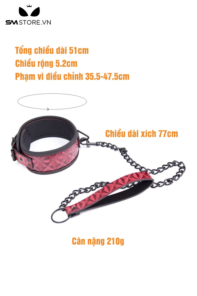 SMT2493 - xích cổ SM chất liệu da bóng họa tiết kim cương