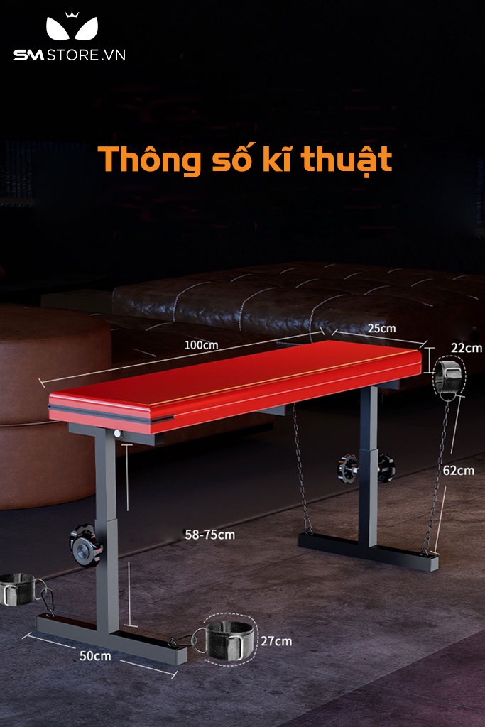 SMT1452 - Bộ cố định tư thế BDSM có thể điều chỉnh dài 100cm có còng