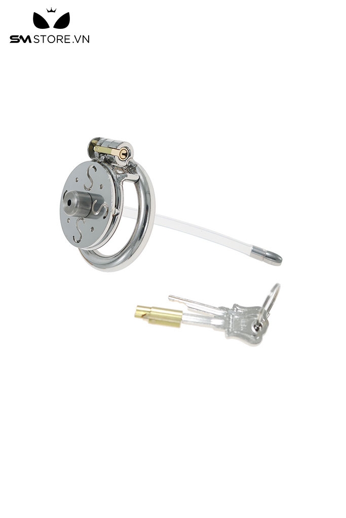 SMT876 - Khóa dương vật thép không gỉ thiết kế rỗng thoáng khí có ống dẫn
