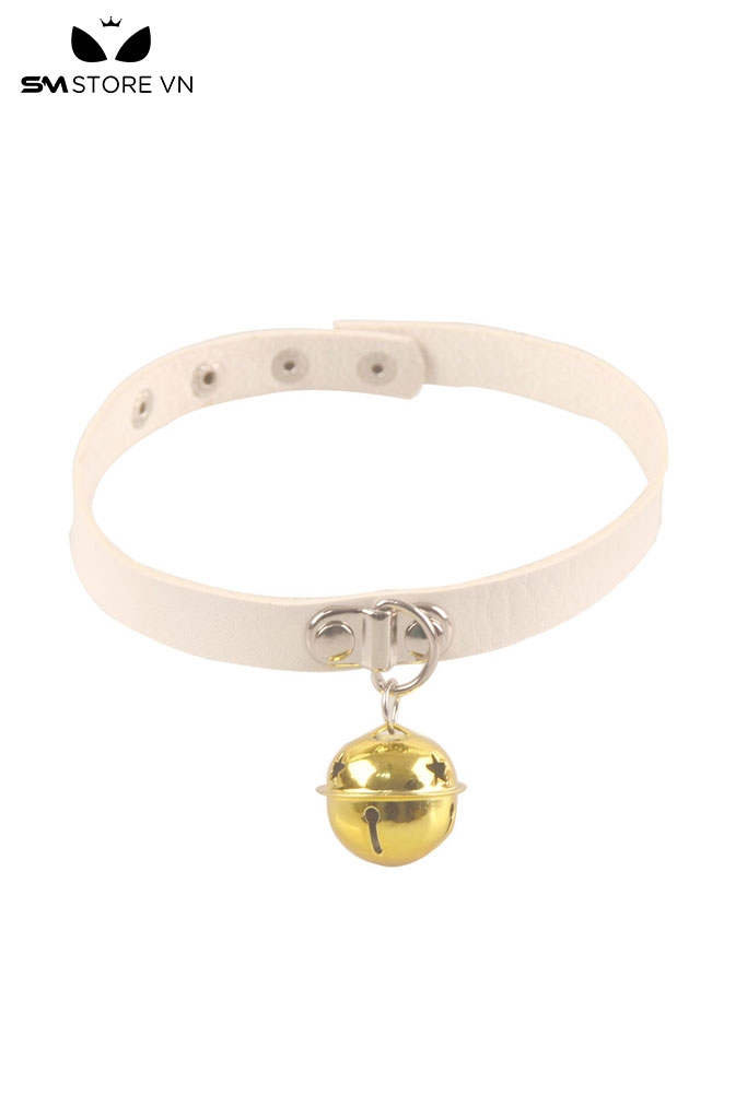 SMP106 - vòng cổ choker đính chuông dây da PU 4 nấc cài