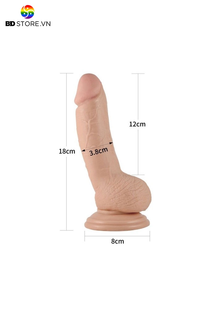 BDT1774 - Dương vật giả Lovetoy silicon mềm có đế hít tường dài 18cm