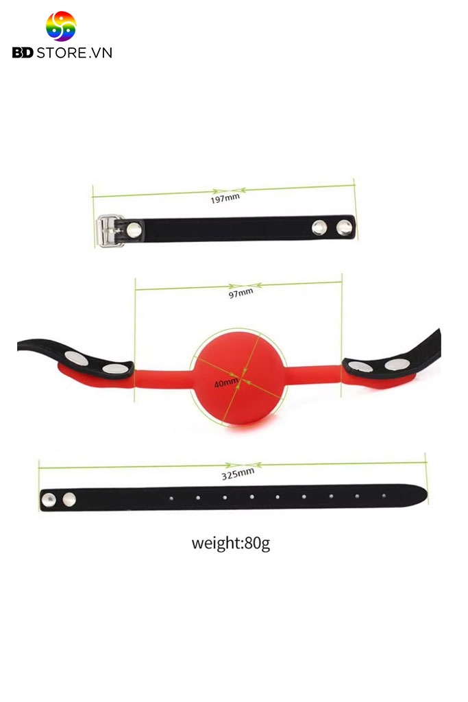 BDT022 - Ball gag silicon bóng bịt miệng trơn với dây da điều chỉnh
