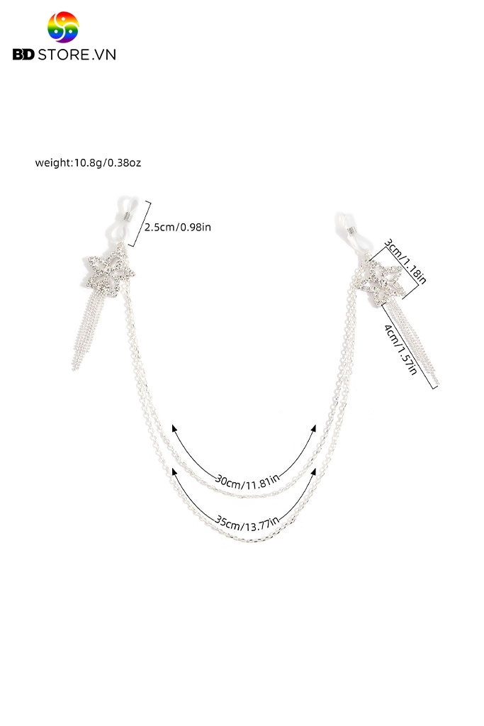 BDT737 - Kẹp núm vú dạng thít có dây xích đính ngôi sao dài 35cm