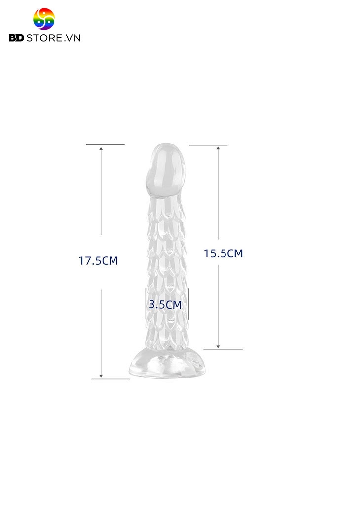 BDT1345 - Cu giả trong suốt vảy rồng và đế dính tường silicon đàn hồi