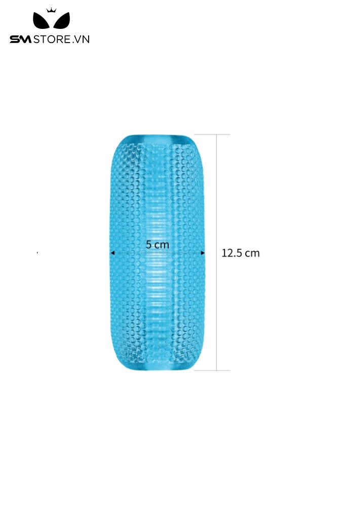 SMT2671 - Cốc thủ dâm silicon dẻo hai đầu dài 125mm màu xanh
