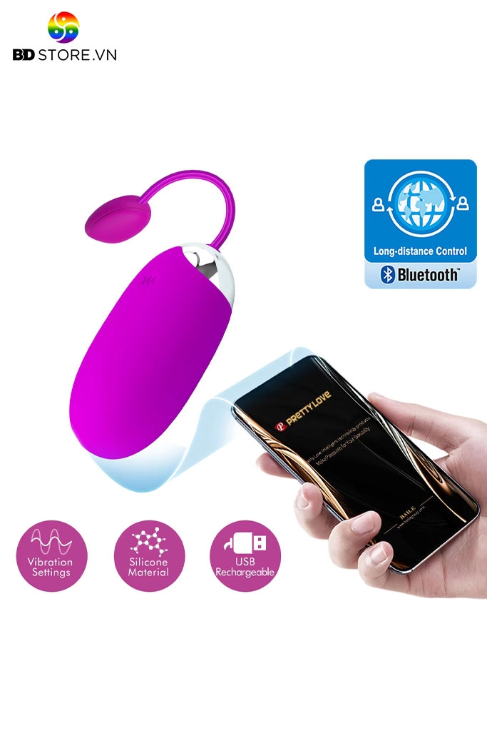 BDT185 - Trứng rung Pretty Love điều khiển xa qua APP dài 75mm