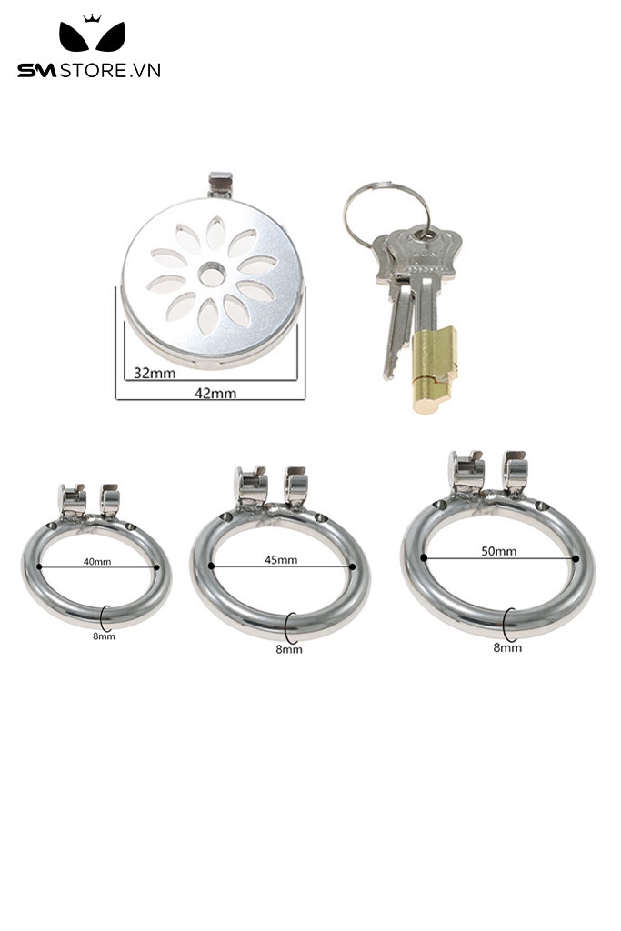 SMT867 - Khóa dương vật thép không gỉ hình bông hoa với 3 size