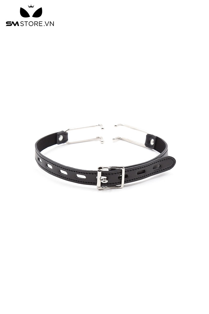 SMT234 - Dụng cụ mở miệng ring gag da PU và kim loại dài 37cm