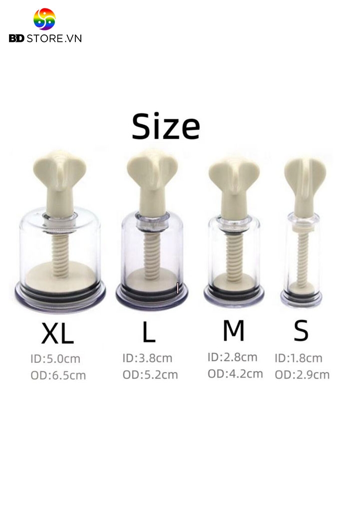 BDT688 - Set 2 chiếc hút núm vú với ống trong suốt bơm tay có 4 size
