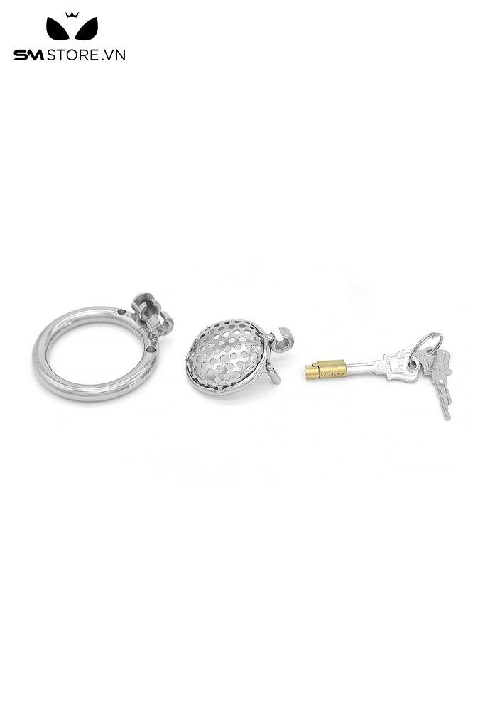 SMT879 - Khóa dương vật inox dạng lồng có lỗ thông hơi với 3 kích cỡ