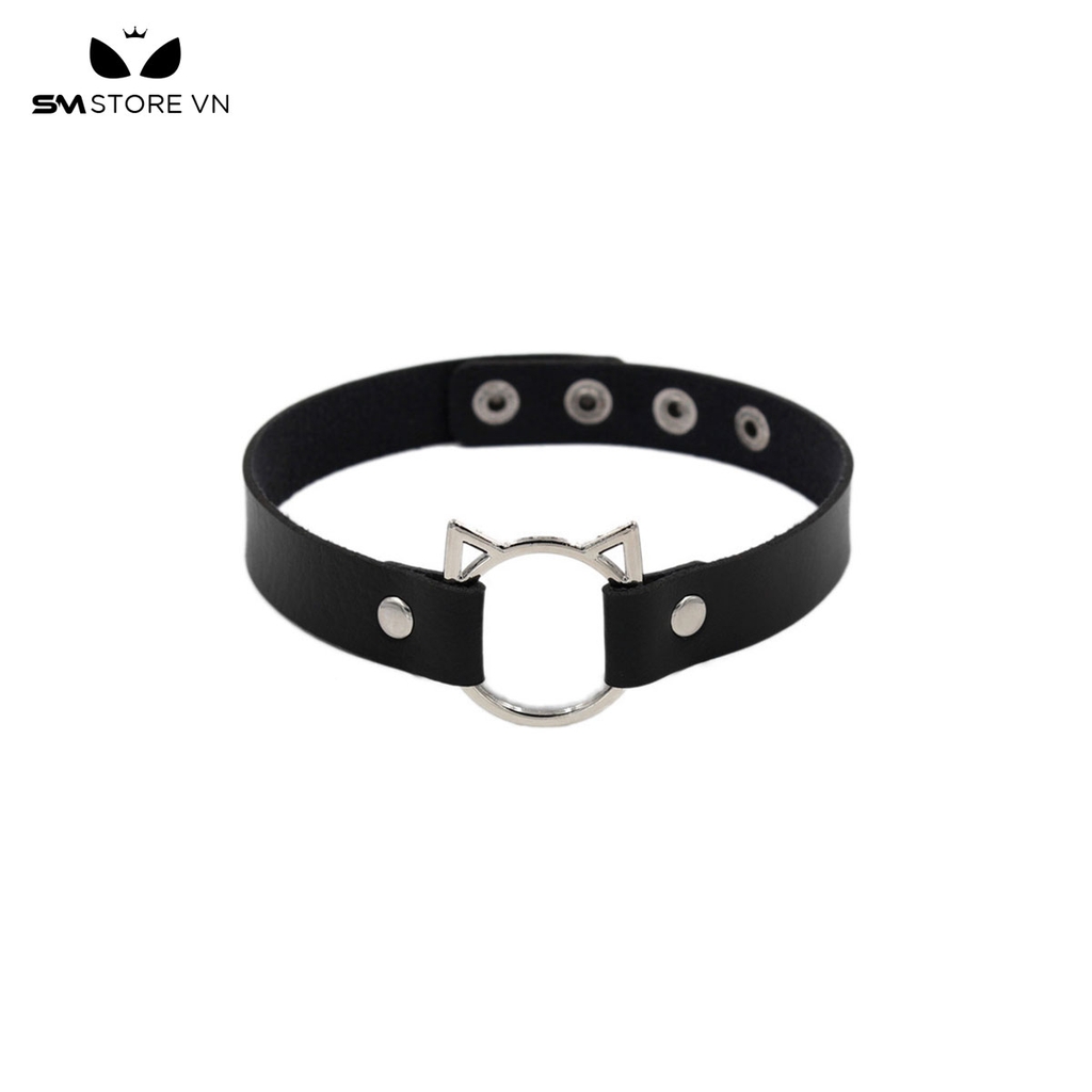 SMP096 - Vòng cổ choker mèo chất liệu da PU đính đinh tán