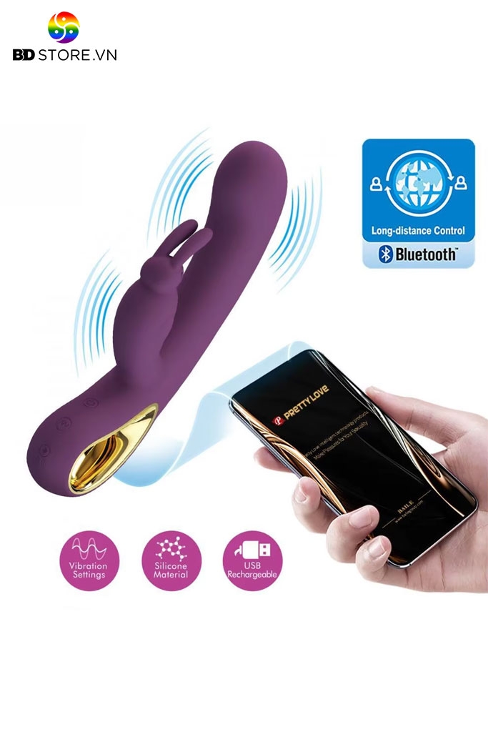 BDT338 - Máy rung tai thỏ Pretty Love đầu dương vật có 12 chế độ