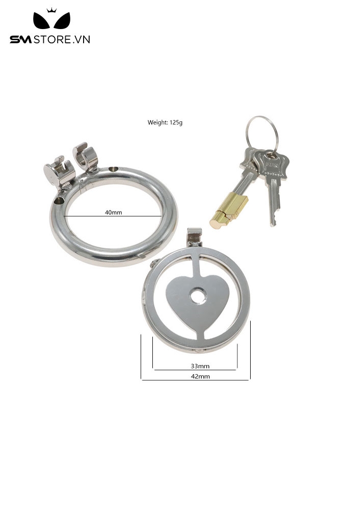 SMT288 - Khóa dương vật inox không gỉ dạng phẳng hình trái tim