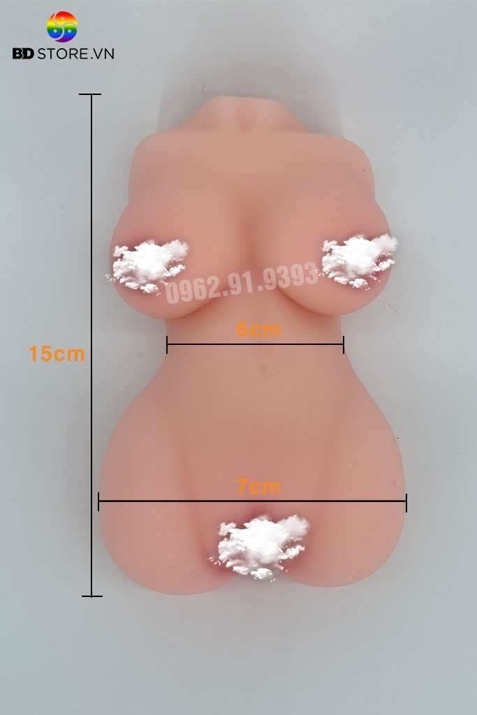 BDT1071 - Búp bê tình yêu mini silicon có ngực nở và 2 lỗ âm đạo và hậu môn