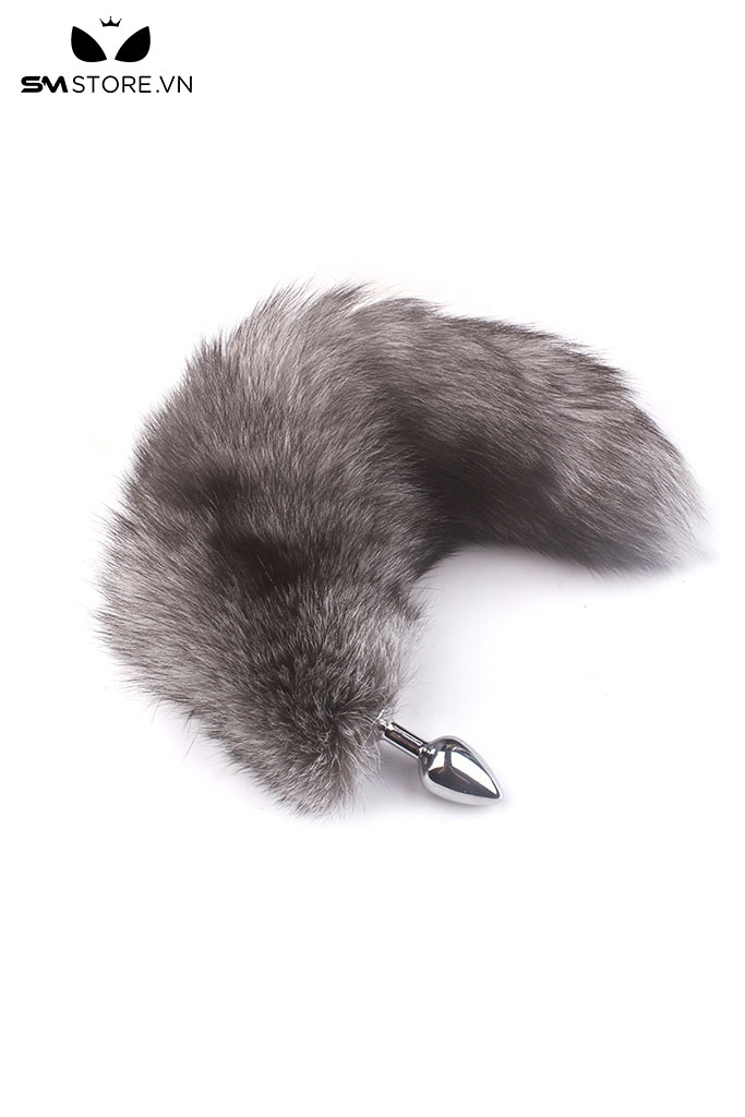 SMT287 - butt plug đuôi cáo màu trắng lông xù dài 48cm