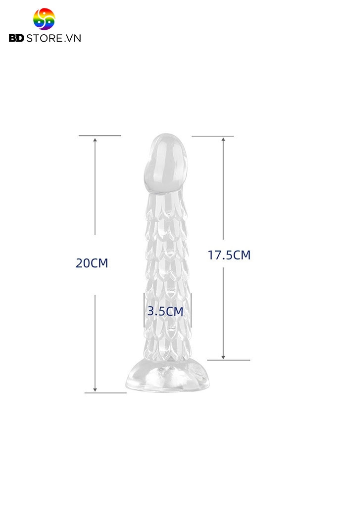 BDT1345 - Cu giả trong suốt vảy rồng và đế dính tường silicon đàn hồi