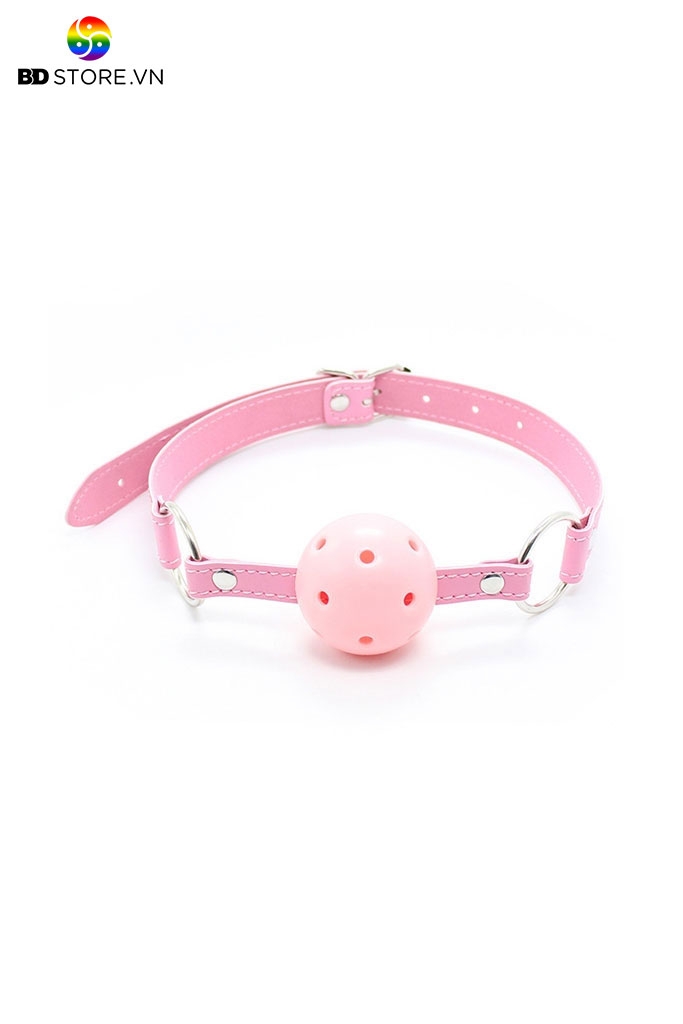 BDT208 - Ball gag với bóng nhựa có lỗ và dây đeo cài quai điều chỉnh