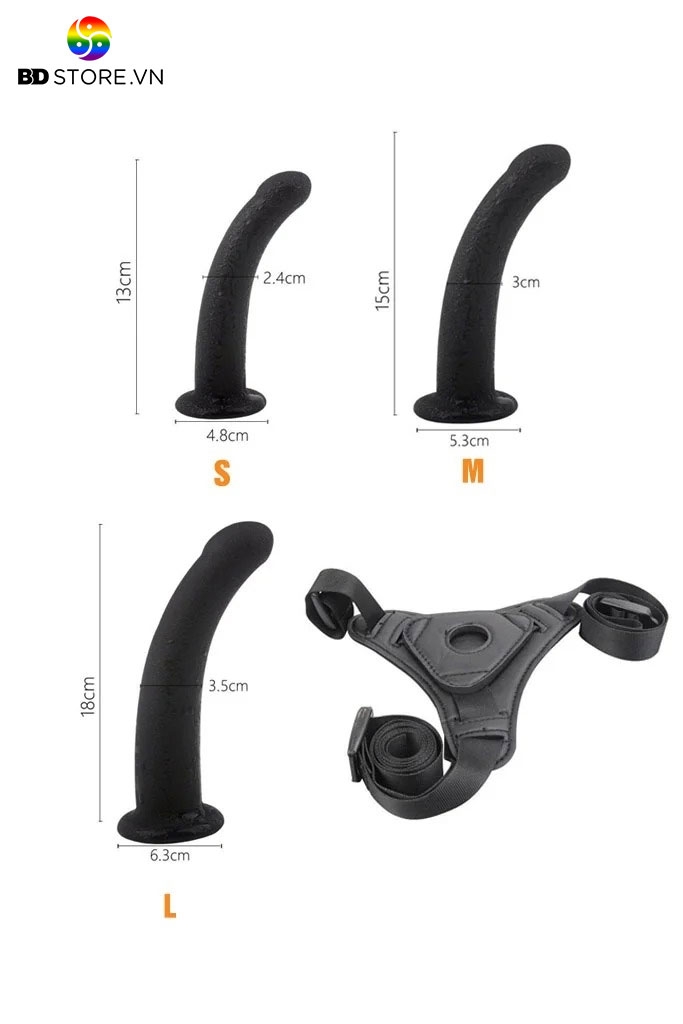 BDT475 - Dương vật giả silicon có quần da PU co giãn tốt và 3 kích cỡ