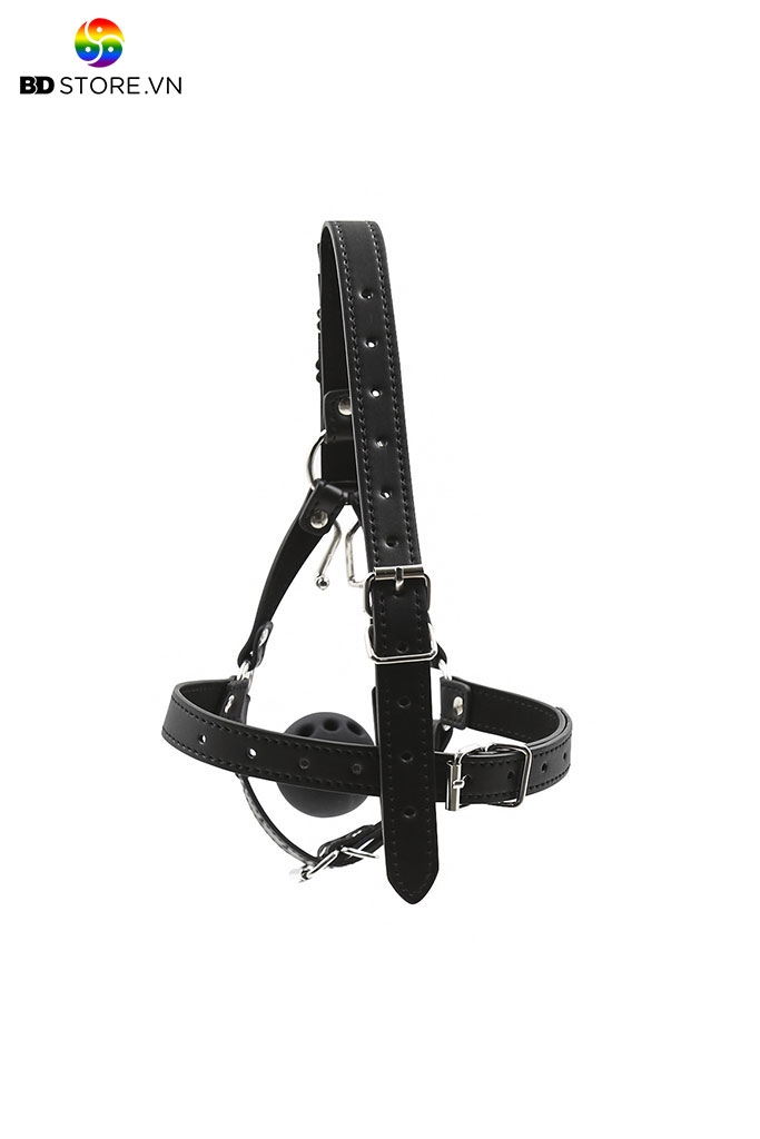 BDT026 - Ball gag bịt miệng thoáng khí silicon có đai đeo đầu móc mũi