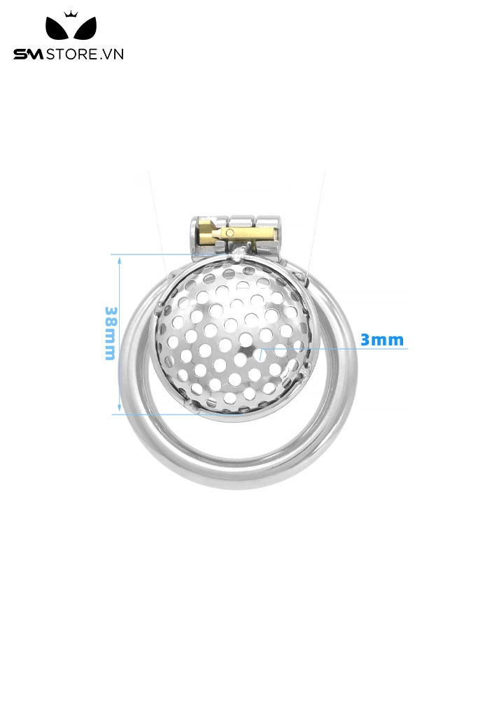 SMT879 - Khóa dương vật inox dạng lồng có lỗ thông hơi với 3 kích cỡ