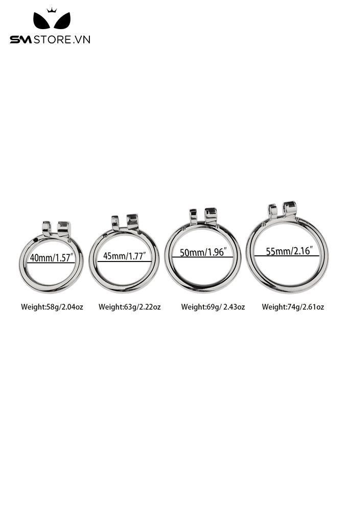 SMT861 - Khóa dương vật inox không gỉ nắp lồng 2 vòng hở dọc