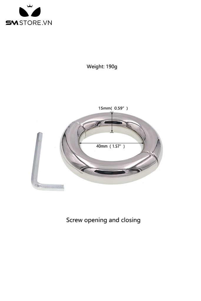 SMT562 - Vòng đeo dương vật inox 3 size thiết kế có vít mở đóng