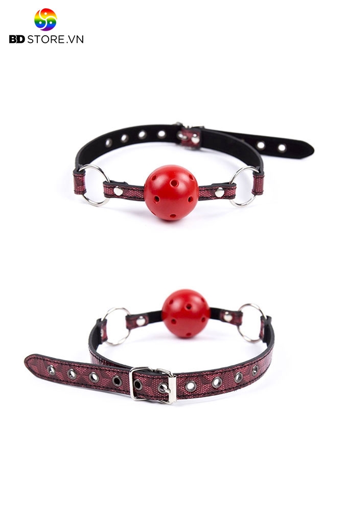 SMT027 - ball gag nhét miệng có lỗ thiết kế dây da bóng