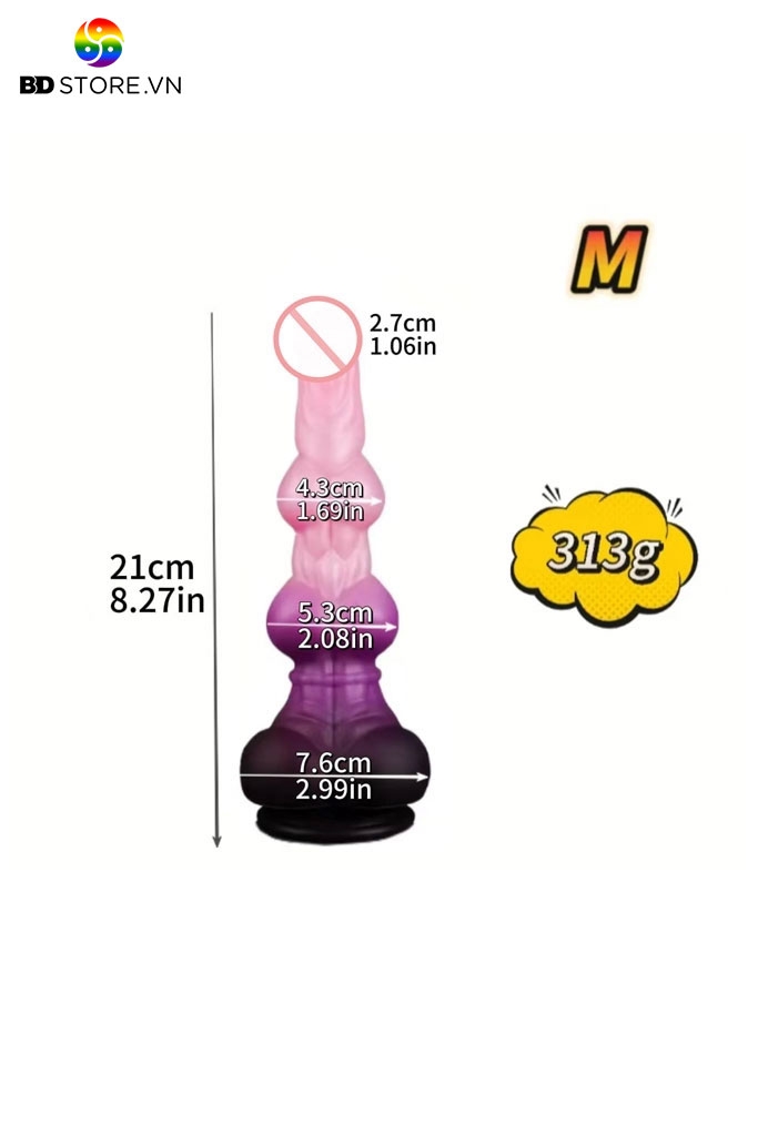 BDT3359 - Dương vật giả hít tường phân đoạn và gân nổi quanh có 3 size