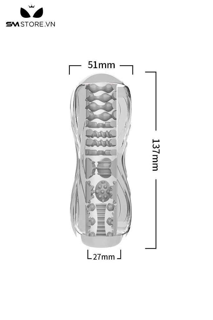 SMT1684 - Cốc thủ dâm silicon mềm dẻo trong suốt dài 13.7cm