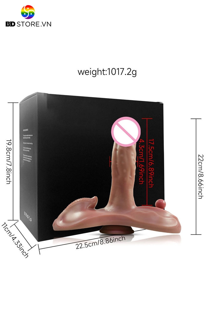BDT2363 - Dương vật giả 3 nhánh có đế dính tường kèm 9 chế độ