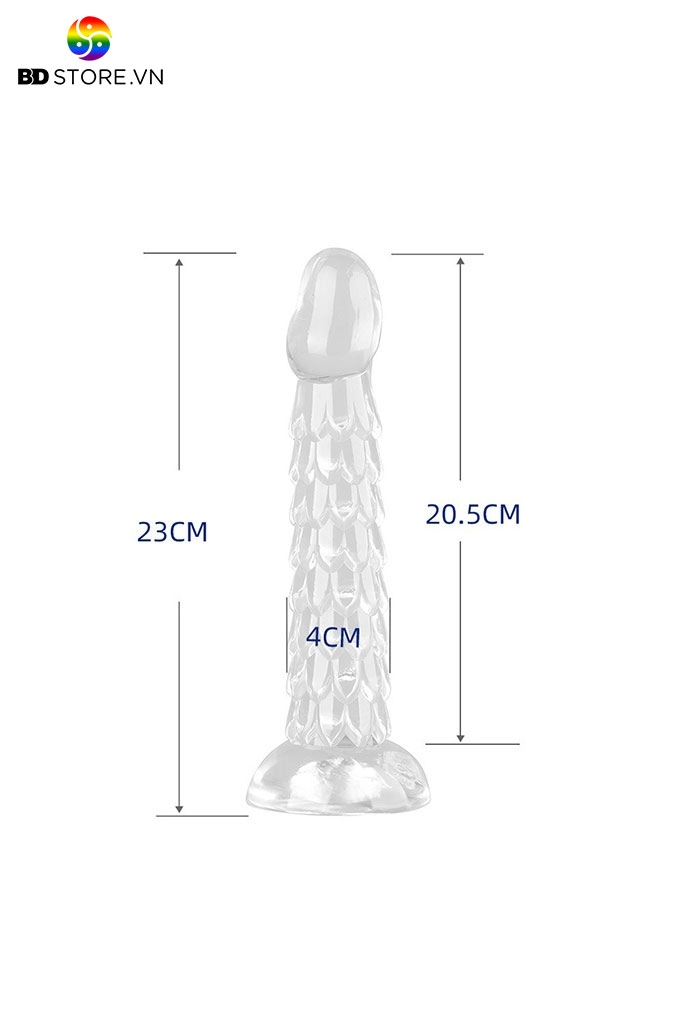 BDT1345 - Cu giả trong suốt vảy rồng và đế dính tường silicon đàn hồi