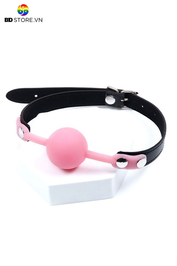BDT022 - Ball gag silicon bóng bịt miệng trơn với dây da điều chỉnh