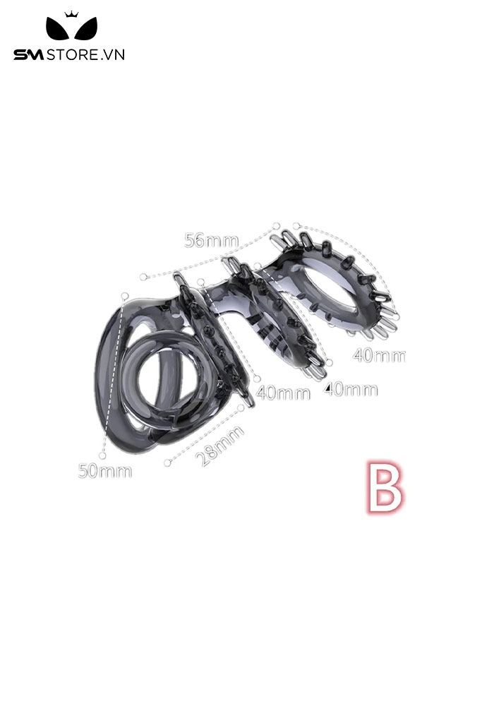 SMT2413 - Vòng đeo dương vật silicon chống xuất tinh sớm có gai