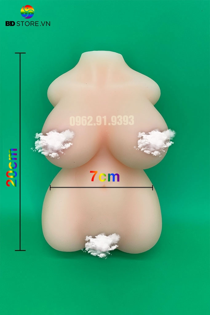 BDT442 - Búp bê tình yêu silicon có 2 lỗ âm đạo và hậu môn kèm 5 size