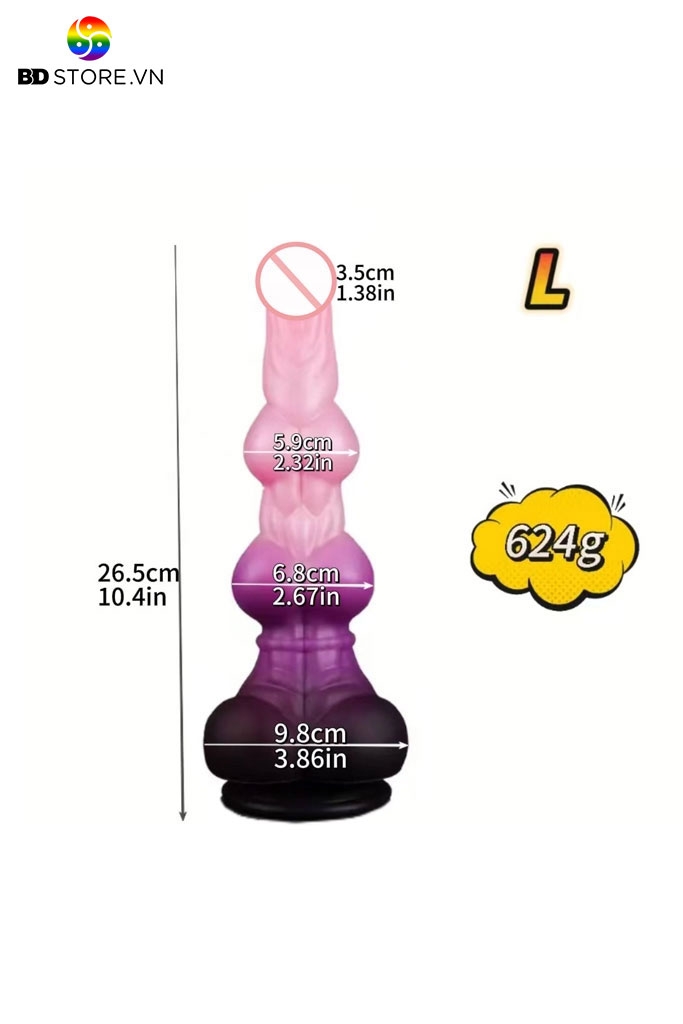 BDT3359 - Dương vật giả hít tường phân đoạn và gân nổi quanh có 3 size