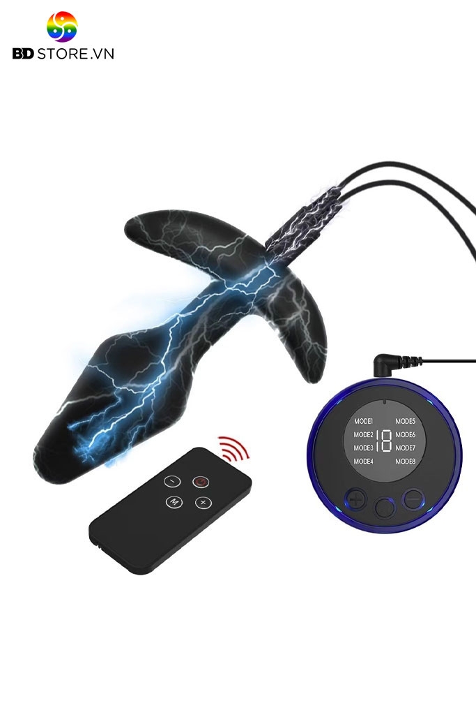 BDT3044 - Đồ chơi hậu môn anal play kích điện đế chữ T cong dài 10cm
