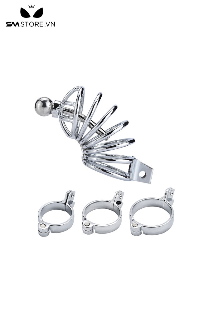 SMT613 - Khóa dương vật inox hình lò xo kèm chìa khóa với 3 size