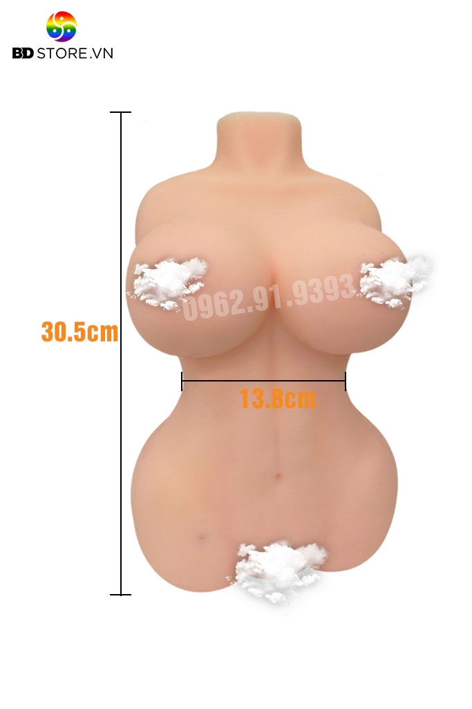 BDT1076 - Búp bê silicon mini bán thân có ngực nở mông cong dài 30.5cm