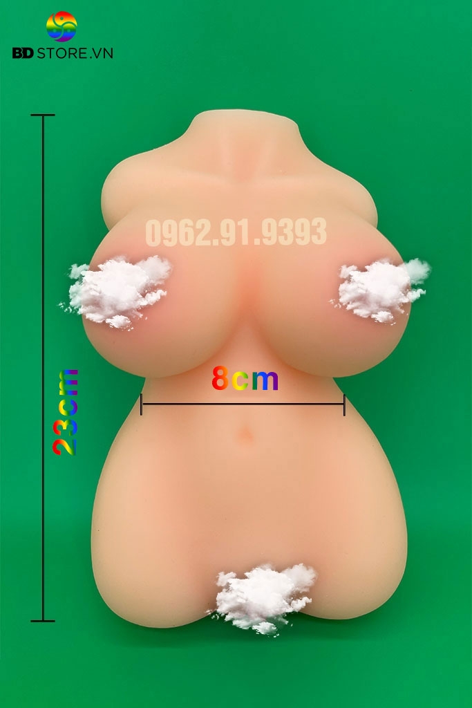 BDT442 - Búp bê tình yêu silicon có 2 lỗ âm đạo và hậu môn kèm 5 size