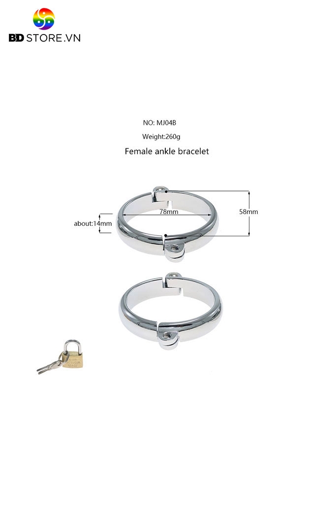 BDT270 - Còng tay chân hình oval chất liệu inox cao cấp có 4 size