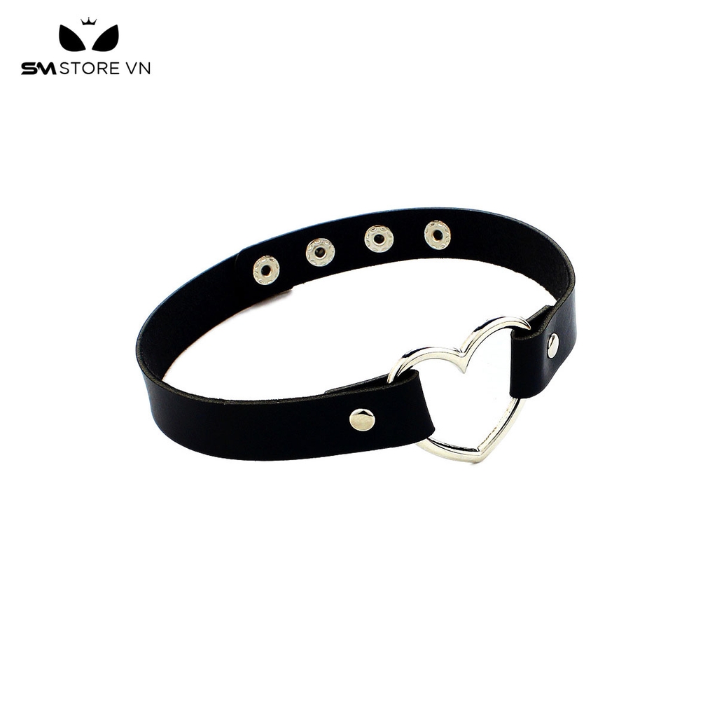SMP097 - Vòng cổ choker trái tim rỗng với thiết kế đính đinh tán